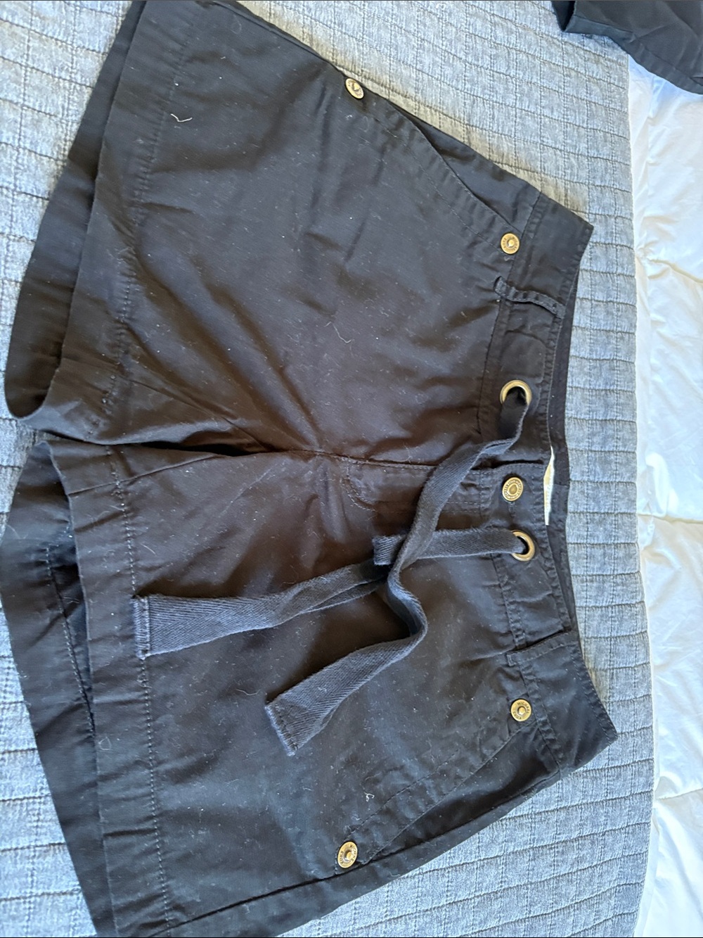 Michael Kors Black Drawstring Bermuda Shorts with Gold Accents